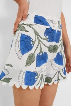 White And Klein Blue High Waist Shorts With Bellflower Block Print -Outfit And Shoe Sales Store yEmNYRAtIQXHp056lV3vnlzOKOliUsgt 1