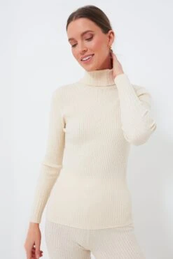 Varley Whitecap Grey Esme Rib Roll Neck
