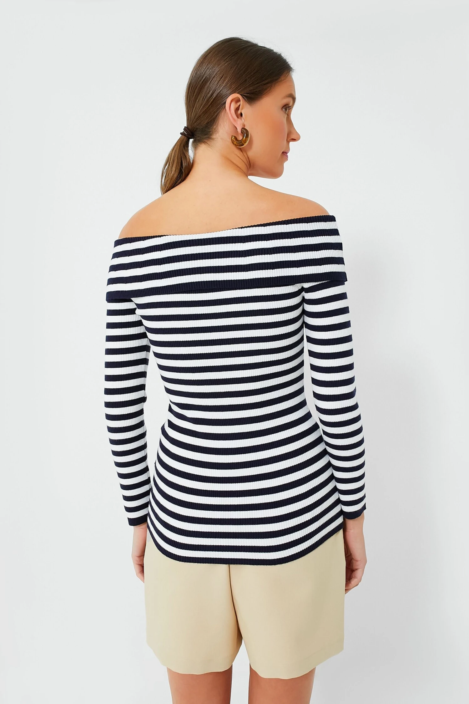 Navy Stripe Off The Shoulder Reese Top 4 Navy Stripe Off The Shoulder Reese Top - Image 4
