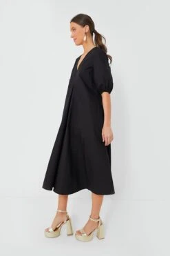 Ganni Black Cotton Poplin V-Neck Long Dress -Outfit And Shoe Sales Store yzl79KCgDXQf7rIEZ2ETblZeKJZKIIbn 1