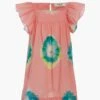 Pink Lourdes Tie Dye Flutter Sleeve Dress