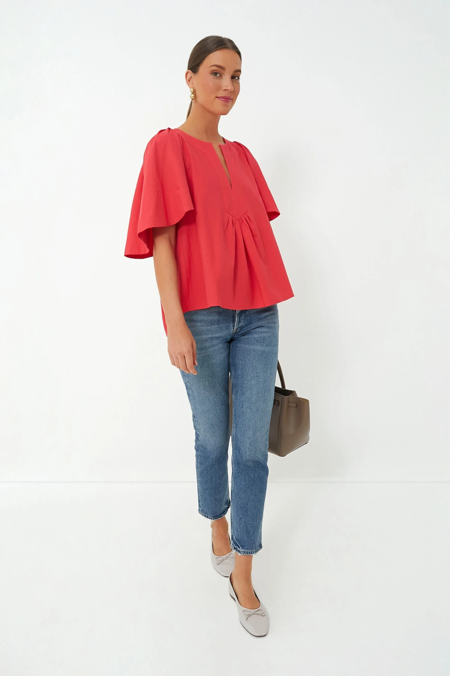 Red Finley Flutter Sleeve Top 2 Red Finley Flutter Sleeve Top - Image 2