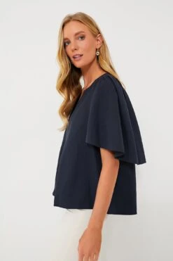 Navy Finley Flutter Sleeve Top -Outfit And Shoe Sales Store zRuDjfRDDdIkz0JTVETCJME3iKfe1JlD 1