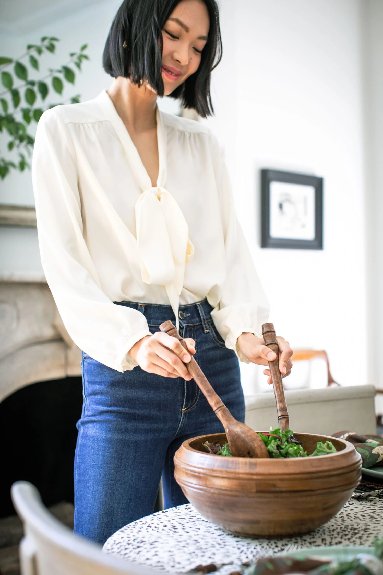 Ivory Satin Eva Blouse 2 Ivory Satin Eva Blouse - Image 2