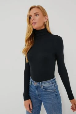 Vineyard Vines Jet Black Heritage Rib Turtleneck