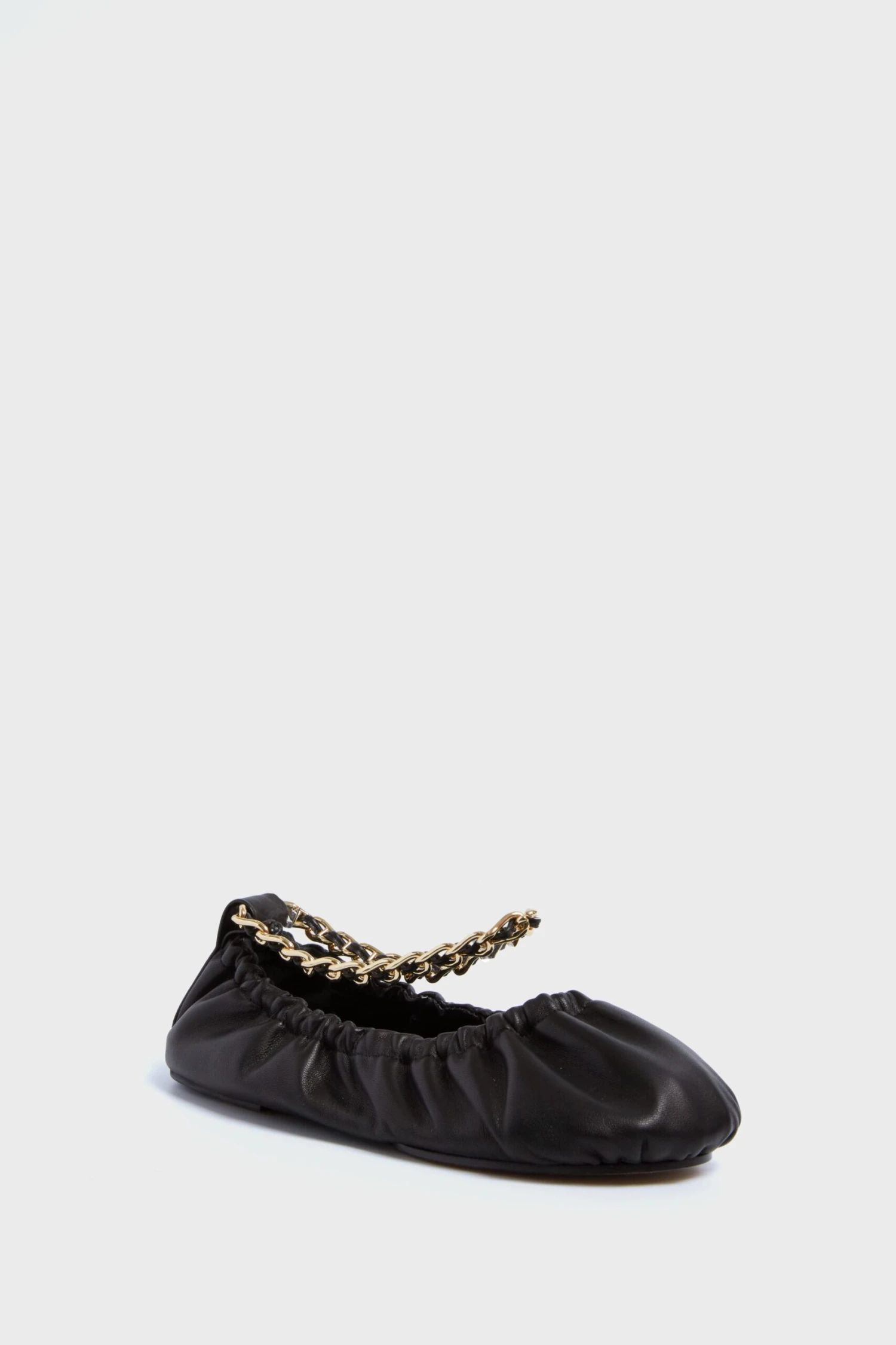 ULLA JOHNSON Noir Leather Ballet Flats With Chain 1 ULLA JOHNSON Noir Leather Ballet Flats With Chain